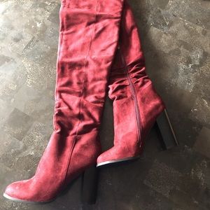 Thigh High Block Heel Boots